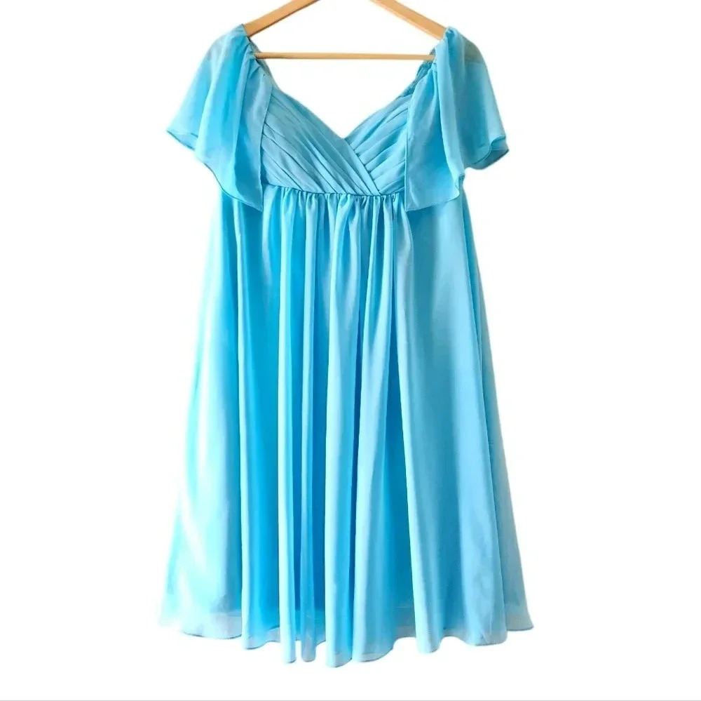 Izidress Cocktail Chiffon Mini Formal Dress  Blue Size‎ Large.